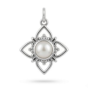 Pingente Pérola Barroca Flor de Prata 925