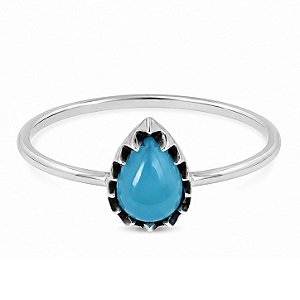Anel Larimar Gota de Prata 925