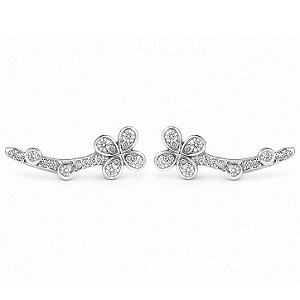 Brinco Earcuff Flor de Prata 925