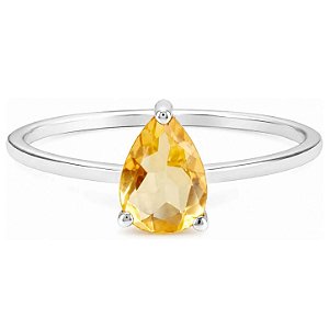 Anel Citrino Gota Prata 925