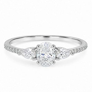 Anel Moissanite Gota Lateral de Prata 925