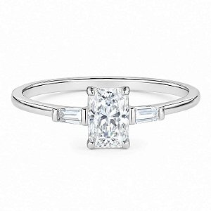 Anel Moissanite Retangular Prata 925