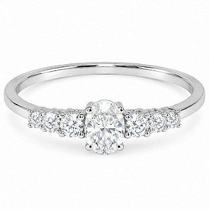Anel Moissanite Pedra Lateral Prata 925