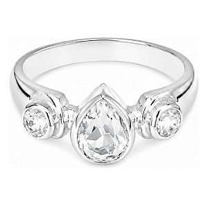 Anel Quartzo Incolor Aliança de Prata 925