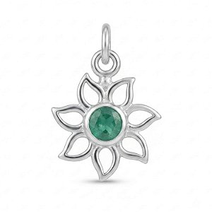 Pingente Esmeralda Flor Prata 925