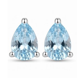 Brinco Água Marinha Gota Prata 925