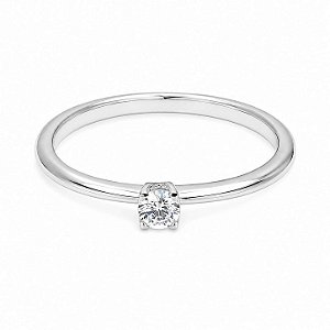 Anel Solitário Moissanite Minimalista Prata 925