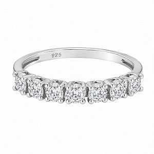 Anel Aliança Moissanites Prata 925