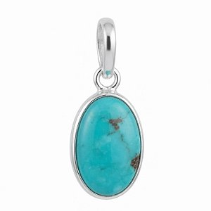 Pingente Turquesa Natural Oval Prata 925