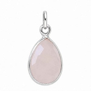 Pingente Quartzo Rosa Gota de Prata 925