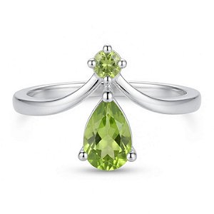 Anel Peridoto Duplo de Prata 925
