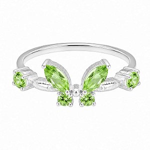 Anel Peridoto Borboleta de Prata 925