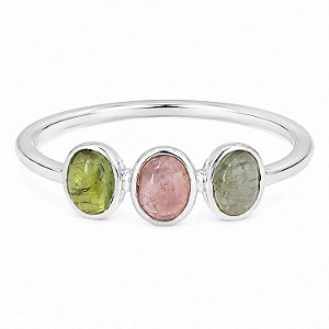 Anel Turmalina Natural Triplo de Prata 925