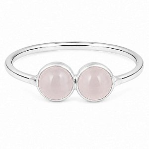 Anel Quartzo Rosa Duplo de Prata 925
