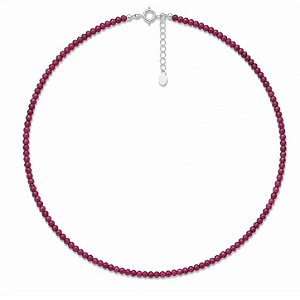 Colar Rubi Indiano Natural de Prata 925