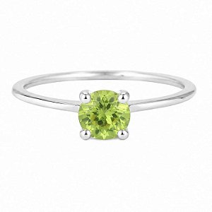 Anel Peridoto Solitário de Prata 925