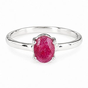 Anel Rubi Oval Prata 925