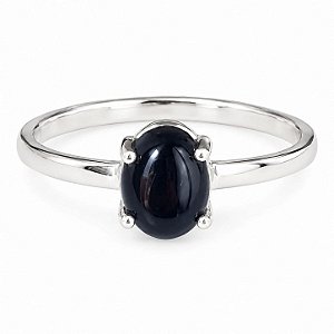 Anel Ônix Oval Prata 925