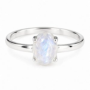 Anel Pedra da Lua Oval Prata 925