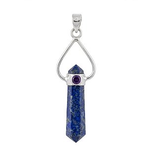 Pingente Lápis Lazuli e Ametista de Prata 925