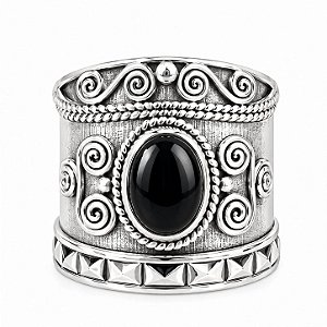 Anel Ônix Indiano Prata 925