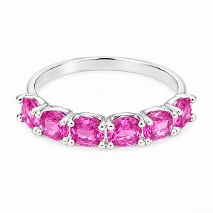 Anel Rubi Rosa de Prata 925