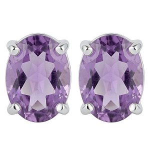 Brinco Ametista Lavanda Oval de Prata 925