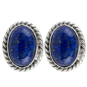 Brinco Lápis Lazuli Oval de Prata 925