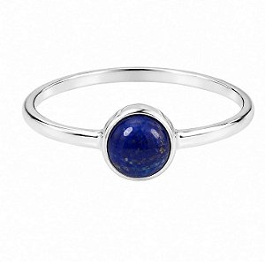 Anel Lápis Lazuli Redondo Minimalista de Prata 925