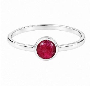 Anel Rubi Redondo Minimalista de Prata 925