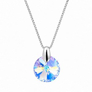 Colar Pingente Cristal Áura Ponto de Luz Prata 925