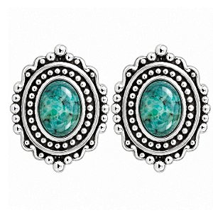 Brinco Turquesa Mandala de Prata 925