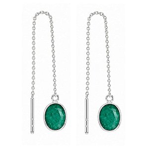 Brinco Esmeralda Indiana Earline de Prata 925