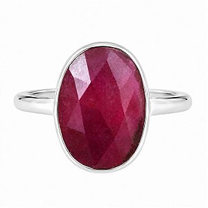 Anel Rubi Indiano Oval de Prata 925