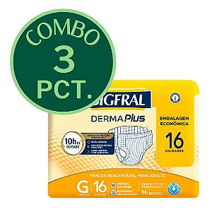 COMBO - 3 PACOTES - FRALDA GERIÁTRICA BIGFRAL DERMA PLUS