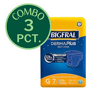 COMBO - 3 PACOTES  - FRALDA GERIÁTRICA BIGFRAL DERMA PLUS NOTURNA