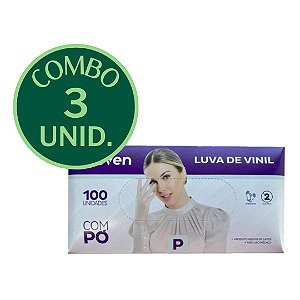 COMBO - 3 CARTUCHOS - LUVA DESCARTÁVEL DE VINIL COM PÓ INOVEN