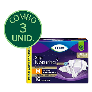 COMBO - 3 PACOTES - FRALDA GERIÁTRICA TENA SLIP NOTURNA  - 16 UNID.