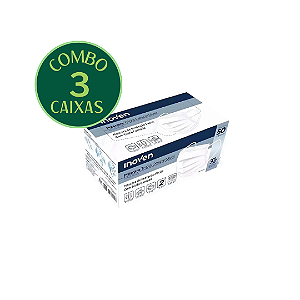 COMBO - 3 CAIXAS - MÁSCARA DESCARTÁVEL TRIPLA CAMADA BRANCA INOVEN - 50 unid.