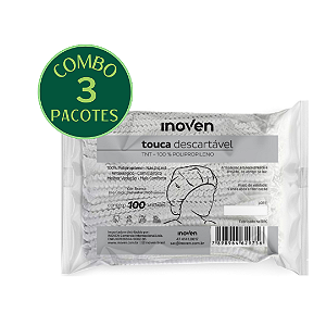 COMBO - 3 PACOTES - TOUCA DESCARTÁVEL EM TNT INOVEN - 100 unidades