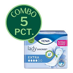 COMBO - 5 PACOTES - ABSORVENTE TENA LADY DISCREET  EXTRA