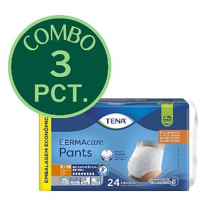 COMBO - 3 PACOTES - ROUPA ÍNTIMA TENA PANTS DERMACARE - 24 UNID.