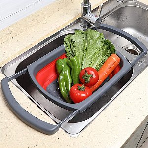 Escorredor De Alimentos Retrátil De Plástico e Silicone