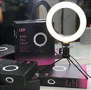 Ring Light De Mesa Iluminador De Led Tripé 8 Polegadas com Suporte Celular