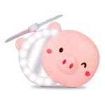Espelho Maquiagem Led Portátil Porquinho com Mini Ventilador Rosa