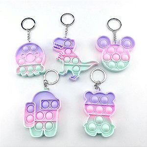 Pop It Fidget Chaveiro de Silicone de Apertar Colorido Anti Stress