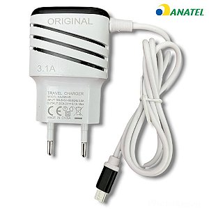 Carregador Turbo de Celular Ultra Rápido 3.1 com 2 Portas USB – V8 ou Tipo C