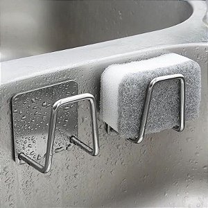 Suporte De Esponja Aço Inox Gancho Adesivo Cozinha Banheiro E Lavanderia