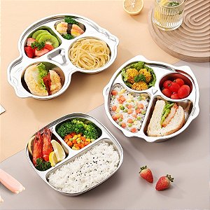Pratinho Infantil Divisórias Divertido Aço Inox