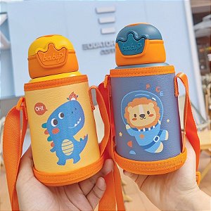 Garrafa Térmica Infantil Desenho Animado Em Aço Inoxidável Com Proteção de Isolamento 500ml